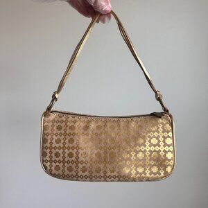 RARE CELINE Suede Gold Metallic Shoulder Bag